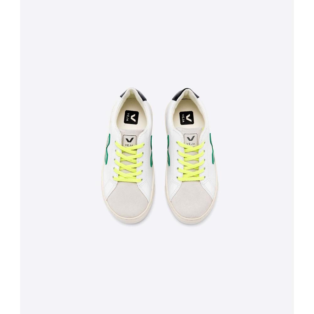 Veja ESPLAR LEATHER Tenisky Detske White/Green/Black | SK 820NWY